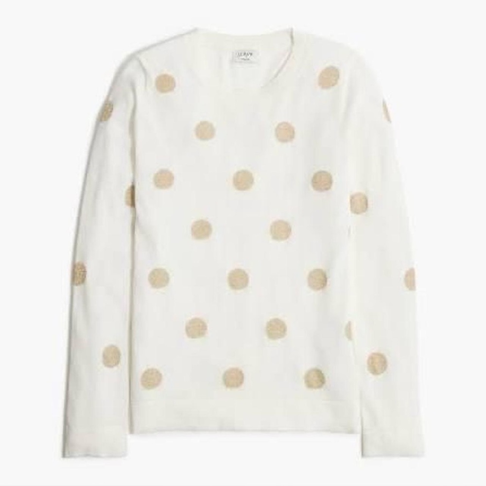 J.Crew | White Sweater with Gold Polka Dots